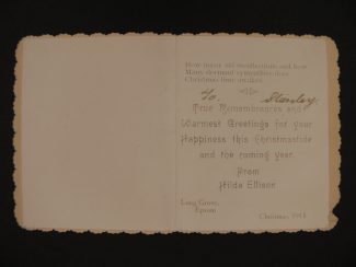 2. Christmas card from Miss Hilda Ellison.