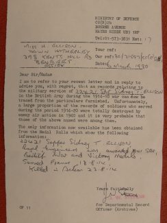 12. Letter from Ministry of Defence. 12. Letter from Ministry of Defence.