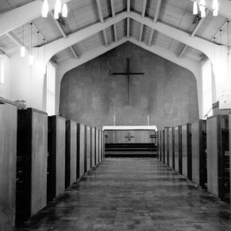 Looking east towards the altar of the new church of St George.