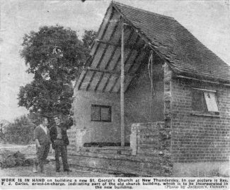 The only remaining part of the old church which has been incorporated into the new building after the demolition of the old church. The only remaining part of the old church which has been incorporated into the new building after the demolition of the old church.