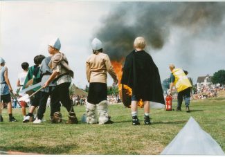 The Viking longshgip burns The Viking longshgip burns | Supplied by Diana Hawkins