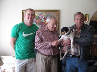 Three generations. Youngest son Martin, our father (now deceased) and, importantly, my best friend Leelah. | John Garnham