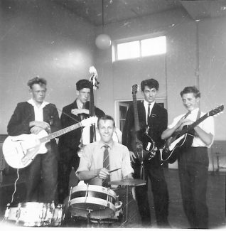 King John 'Hotrods' 1959/61. Left to right: David Miller, Adrian Chapman, Louis Phillips, Michael Dart and Andrew Gates. | Ann Morrison collection