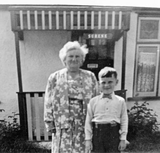 Grandmother Susan Sumner and Grandson, Allan Gaines outside 'Surene' | Surene Collection,Pamela-Jeanetta Bird Gaines