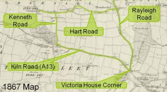 Pre-Roman Roads in Benfleet shown on a 1867 OS map | Phil Coley