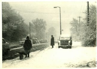 Snow arrives - Bread & Cheese Hill - possibly the winter of 1963 | Harry Emery