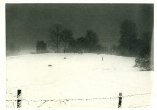 Sledging on the Green Hill at dusk early 1960s, with no brakes on the sledge you would often career into the barbed wire | Harry Emery