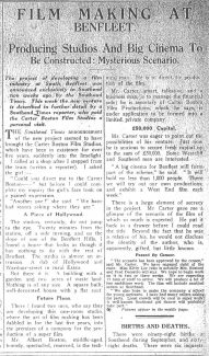 Reporter's visit to studios | The Southend Times 19th October 1928