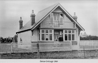 Jean Alfred Dubuis stands outside his property, 'Swiss Cottage' in 1910 | Mr & Mrs Verlander