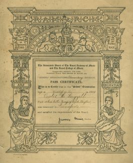 Pianoforte Certificate to Violet Layzell. | Yvette Layzell.