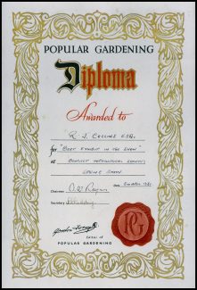 Popular Gardening Diploma awarded to Mr R J Collins at the BHS Spring Show April 1961 | Sandra Shortell (nee Collins)