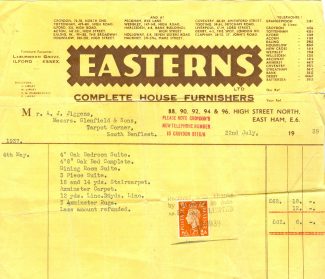 Easterns Furnishers Bill | Janice Jiggens