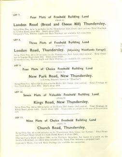 Page from catalogue showing Lot 9, Four plots of Choice Freehold Building Land, New Park Road, New Thundersley | Julie Summers