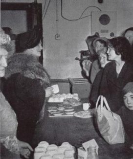 The Queen Mother talks with Mrs. Morgan (brunette in dark coat) The Queen Mother talks with Mrs. Morgan (brunette in dark coat) | Mrs. Cynthia Williams