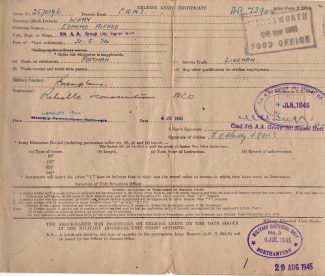A.E. Wray WW2 discharge certificate A.E. Wray WW2 discharge certificate | Janet Walden