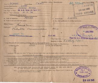 A.E. Wray WW2 discharge certificate | Janet Walden